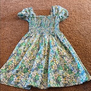Women’s Copper key green blue yellow floral puff sleeve mini dress sz Small